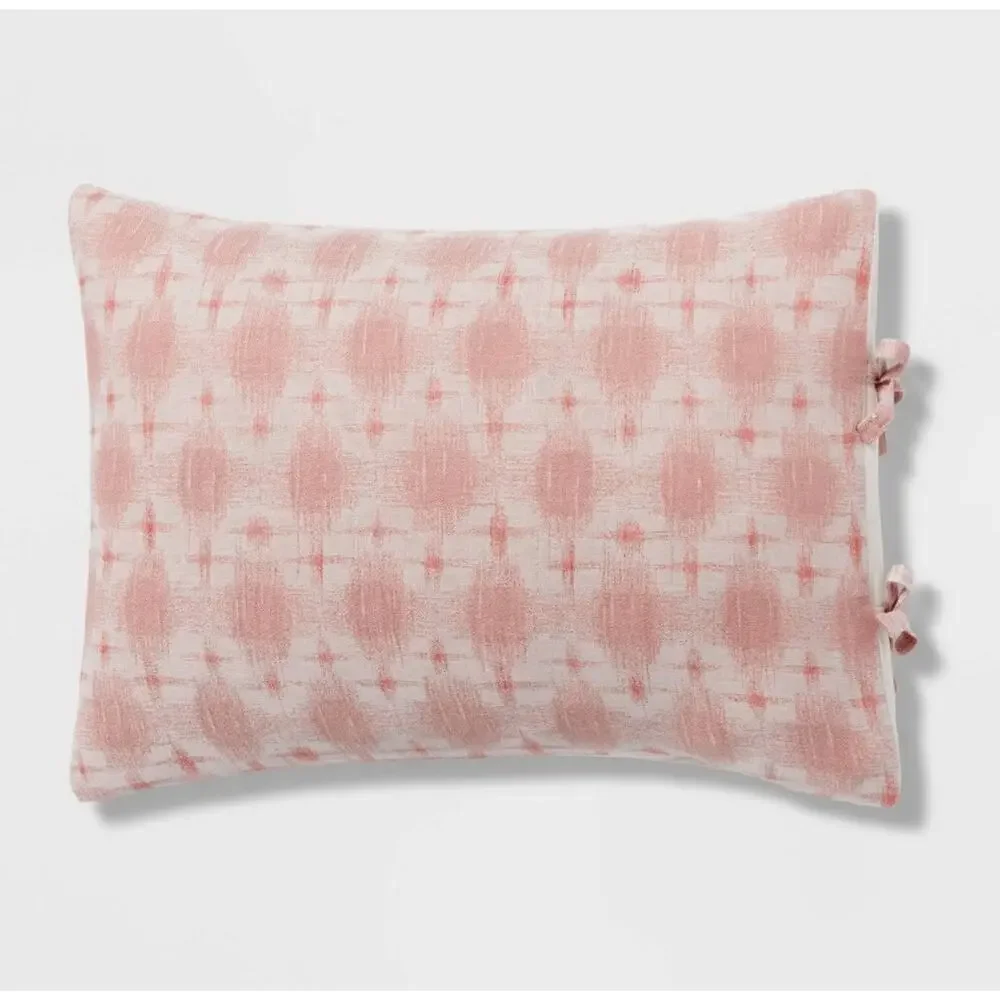 Threshold King Yarn Dyed Cotton Duvet Cover Set Pink Geometric Boho Cottagecore